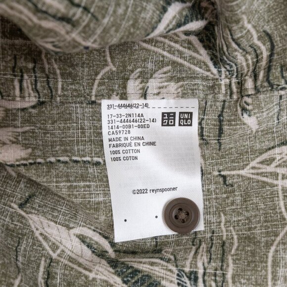 ✨Reyn Spooner x Uniqlo Hawaiian Aloha Shirt Green Palm Tree Sailboat Print Small - Picture 11 of 11